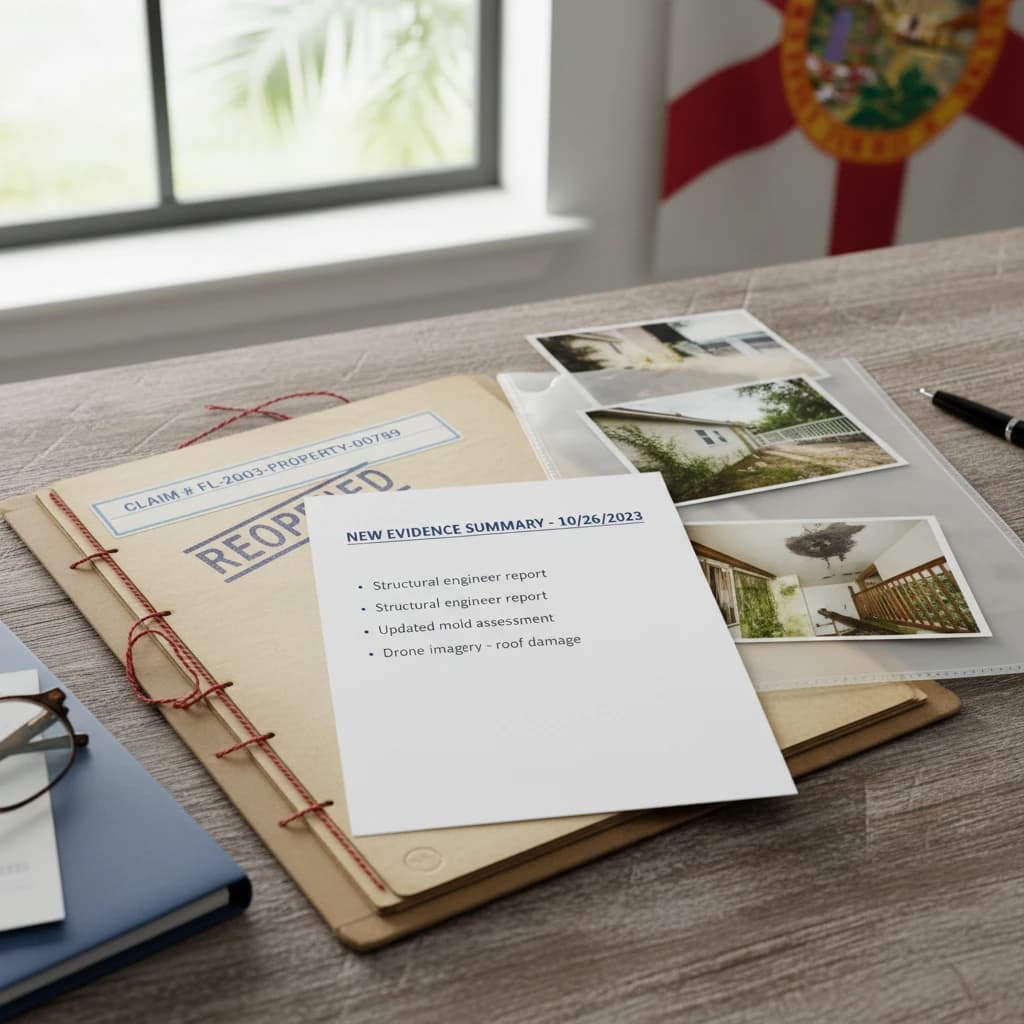 Reopened insurance claim Florida