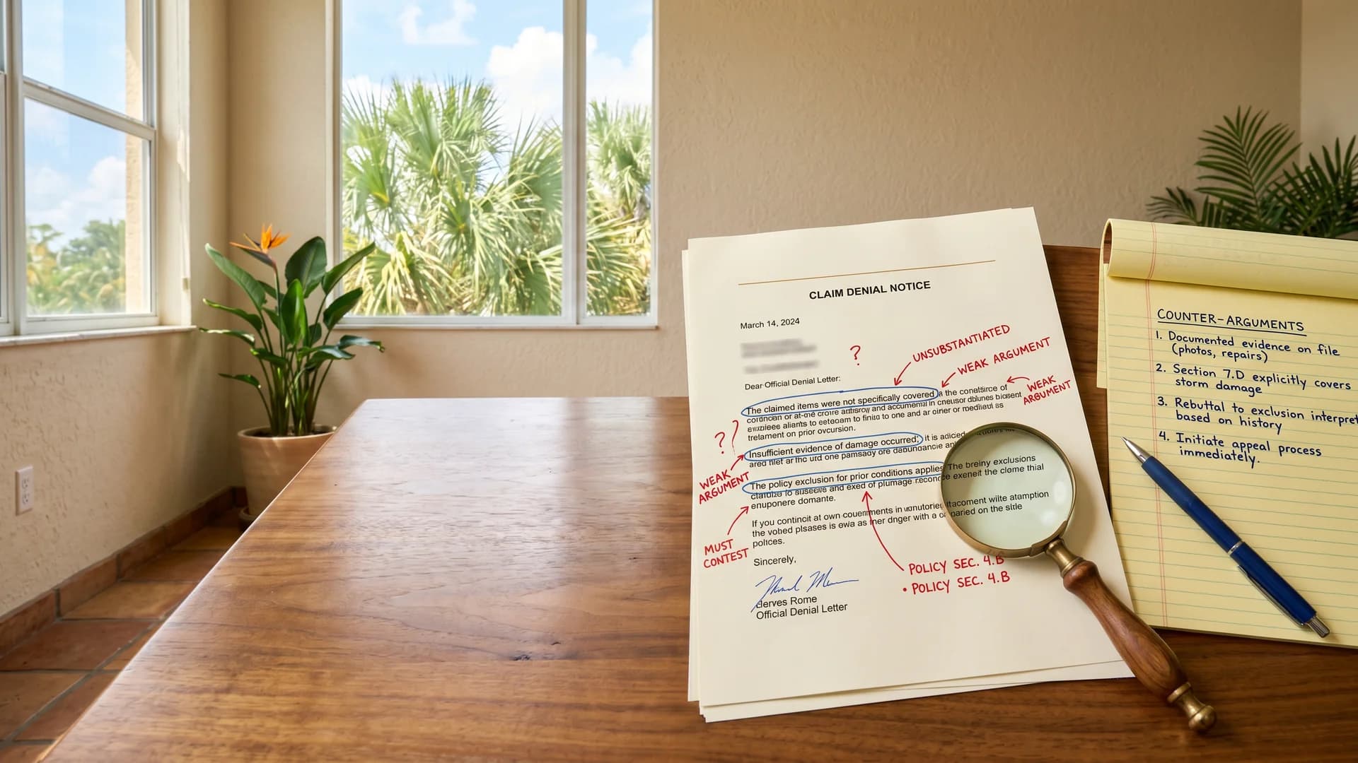 Ocean Point Claims:identifying weak denial arguments