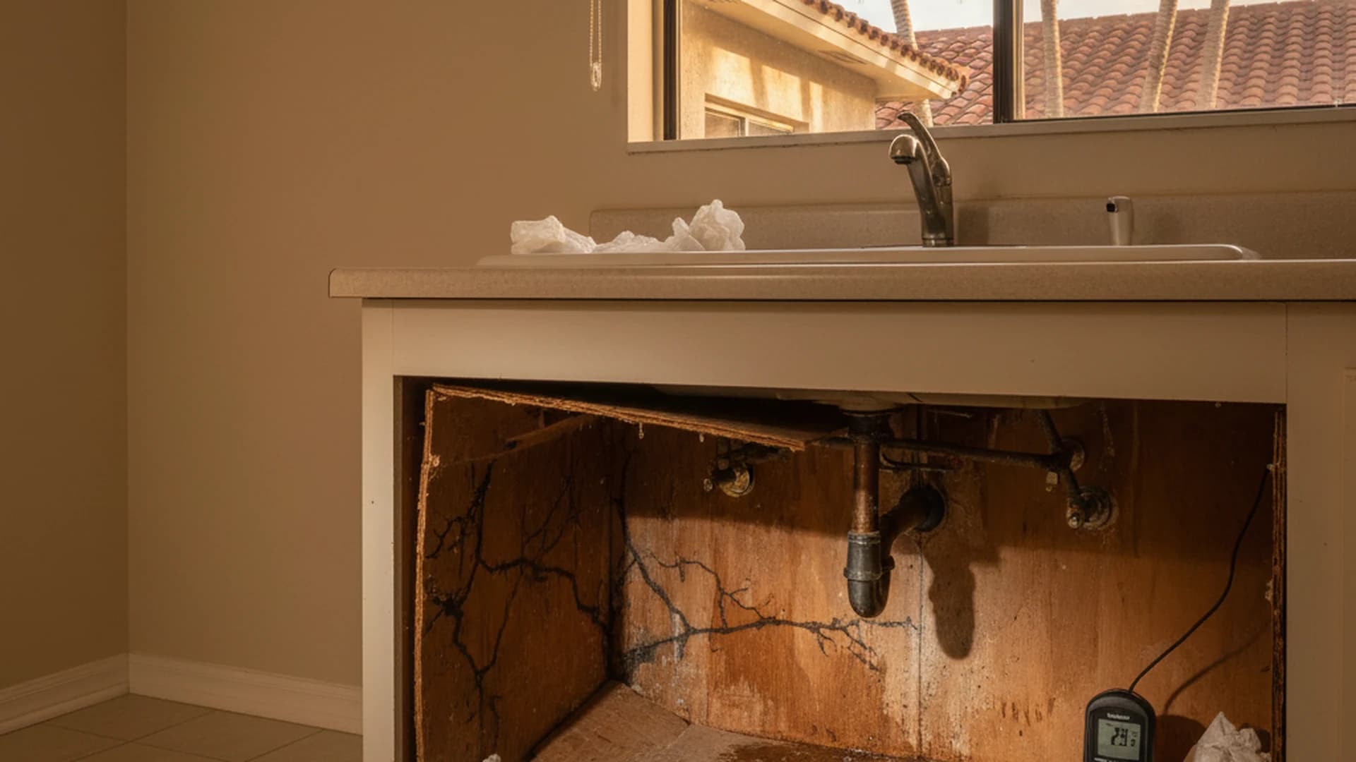 Ocean Point Claims:water behind walls cabinets