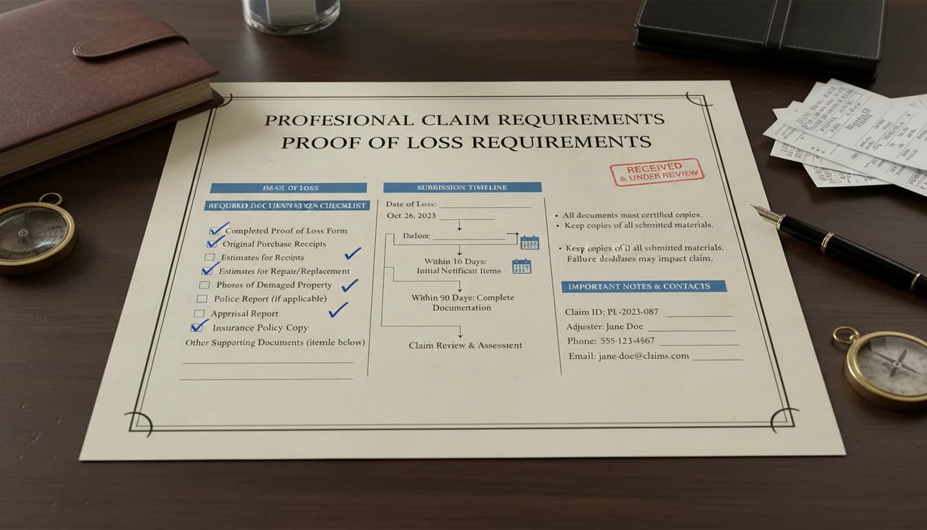 Ocean Point Claims:proof of loss requirements
