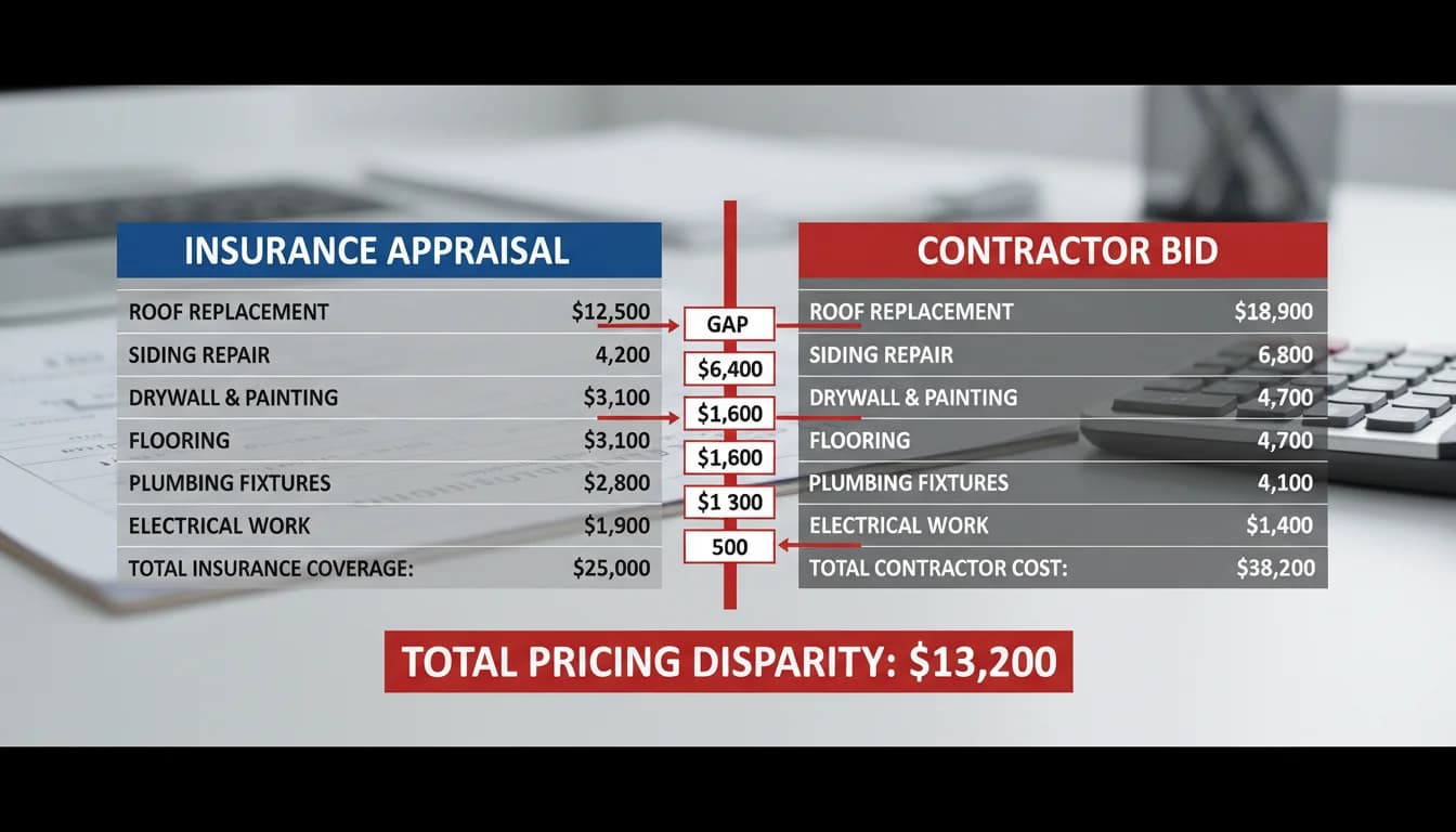 Ocean Point Claims:insurance vs contractor pricing gaps